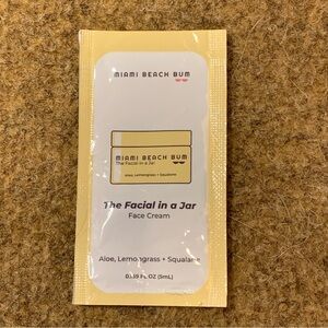 🌶4/$12 NEW Miami Beach Bum The Facial in a Jar Face Cream Sample Packette 5mL